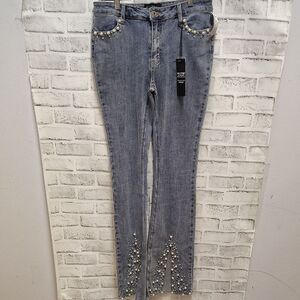 ALLOY Blue Skinny Jeans with Sparkling Hem